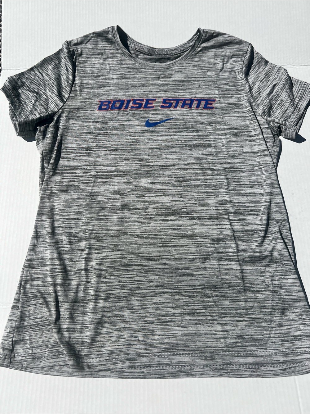 Nike Gray Boise State Dri-Fit Short Sleeve Tee with Blue Logo - Women’s L